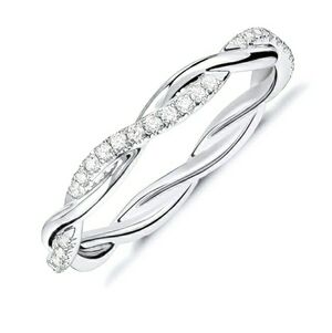 14K White Gold Plated Cubic Zirconia Twisted Rope Eternity Ring
